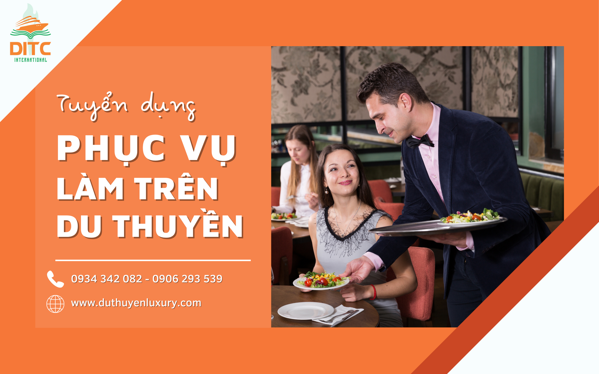 nhân viên phục vụ làm trên du thuyền