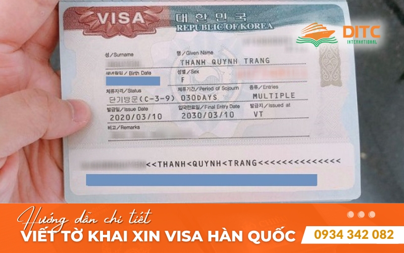 Điền tờ khai xin visa hàn quốc